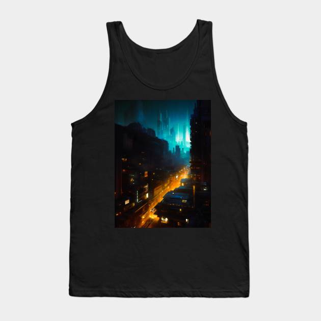 Cityscape Neon Lit At Night Tank Top by Taudalpoi